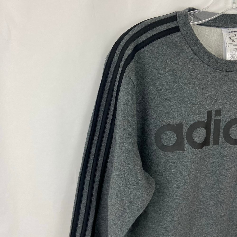 Adidas Gray 3 Stripe Crewneck Sweatshirt M - Picture 6 of 6